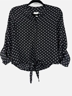 Chico’s Black & White Polka Dot Tie Front Blouse Size 0 Small